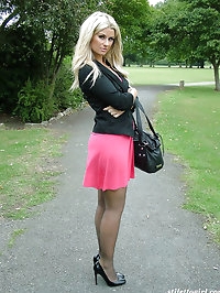This cheeky blonde babe loves hanging out in public and..